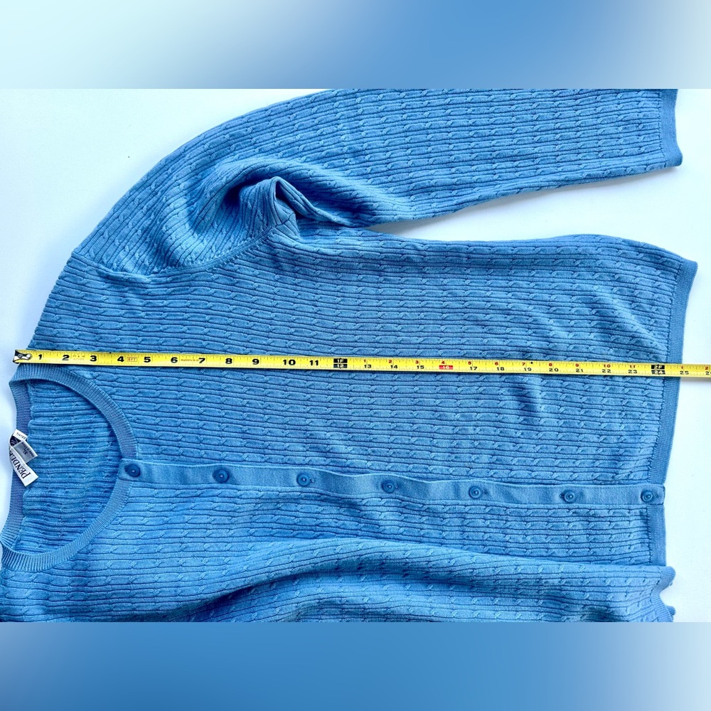 EUC Pendleton Merino Cable Knit Blue Textured Women's Cardigan Sweater, XL - Picture 12 of 12